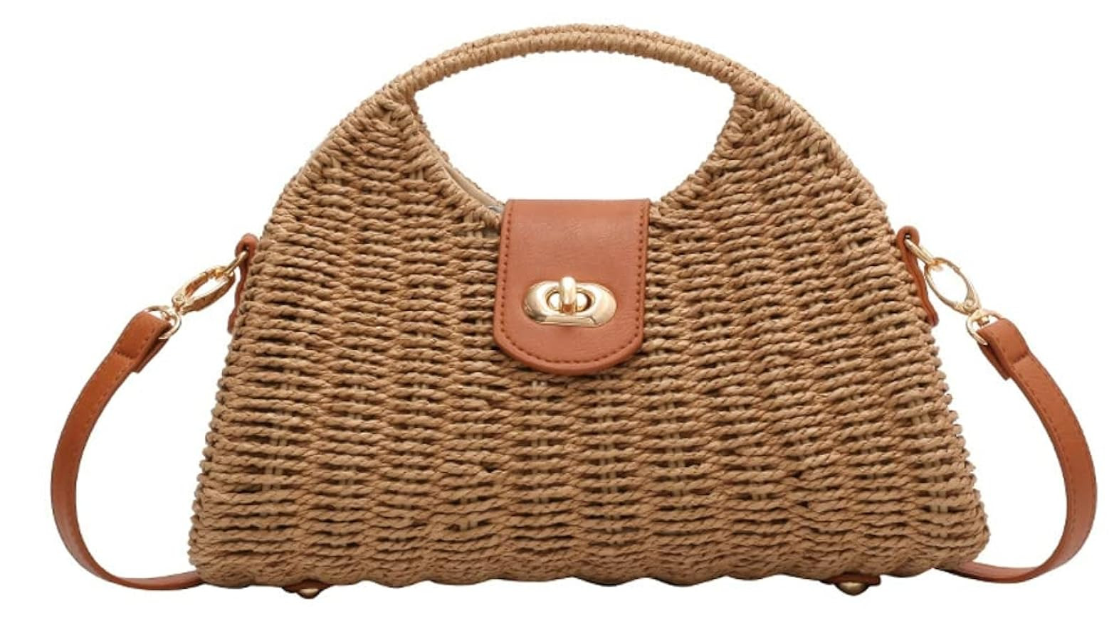 Summer Straw Bag for Women Straw Hand-woven Top-handle Handbag Crossbody Tote Clutch Bags for Tra... | Amazon (US)