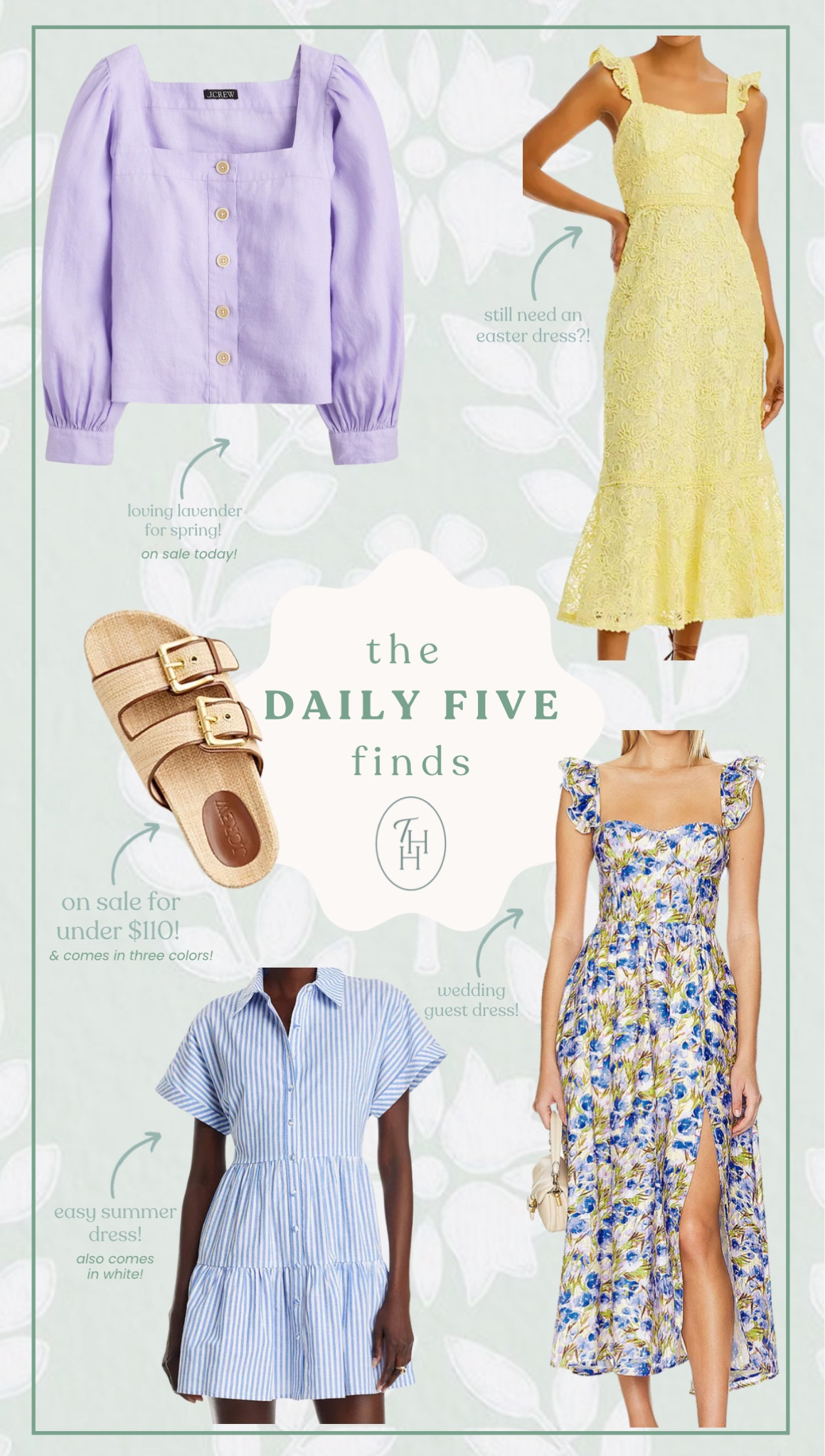 3/21 Daily 5 Finds 💛

Sale finds, wedding guest dress, easy throw on dress, easter dress, and more! 

#LTKfindsunder100 #LTKwedding #LTKfindsunder50