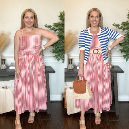 This is seriously the IT dress of summer! It’s only $34 and comes in 3 patterns. You can easily style it for so many summer events! I’m wearing a size small dress and medium cardigan at 4 months postpartum. 

Summer outfit, spring outfit, vacation outfit, Walmart style, sandals, Walmart, free Assembly 

#LTKstyletip #LTKtravel #LTKitbag