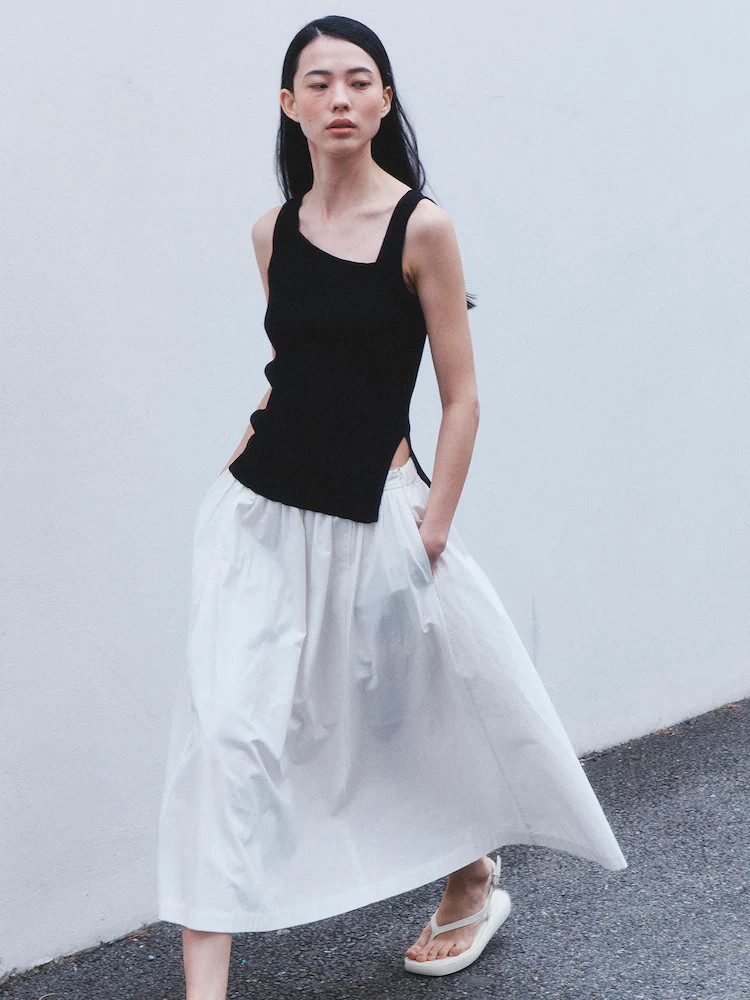 Unbalanced Sleeveless Knit Top Black (KE4351M055) | W Concept (US)