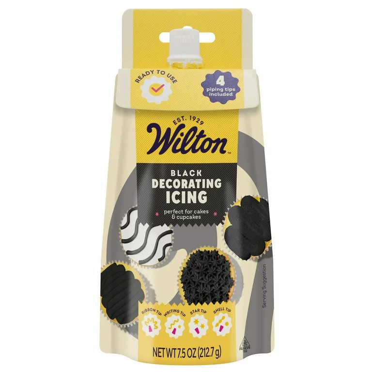 Wilton Black Decorating Icing Pouch & 4 Piping Tips Vanilla-Flavored Medium Consistency 7.5 oz. | Walmart (US)