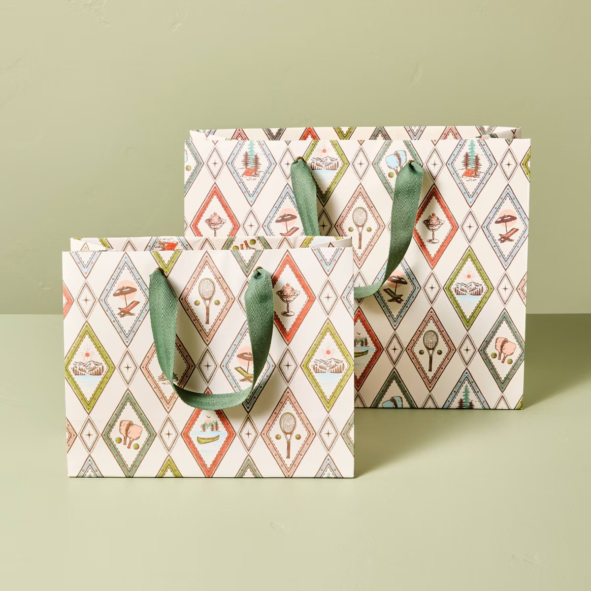 2pk Small/Large Assorted Seasonal Pattern Gift Bags - Hearth & Hand™ with Magnolia | Target