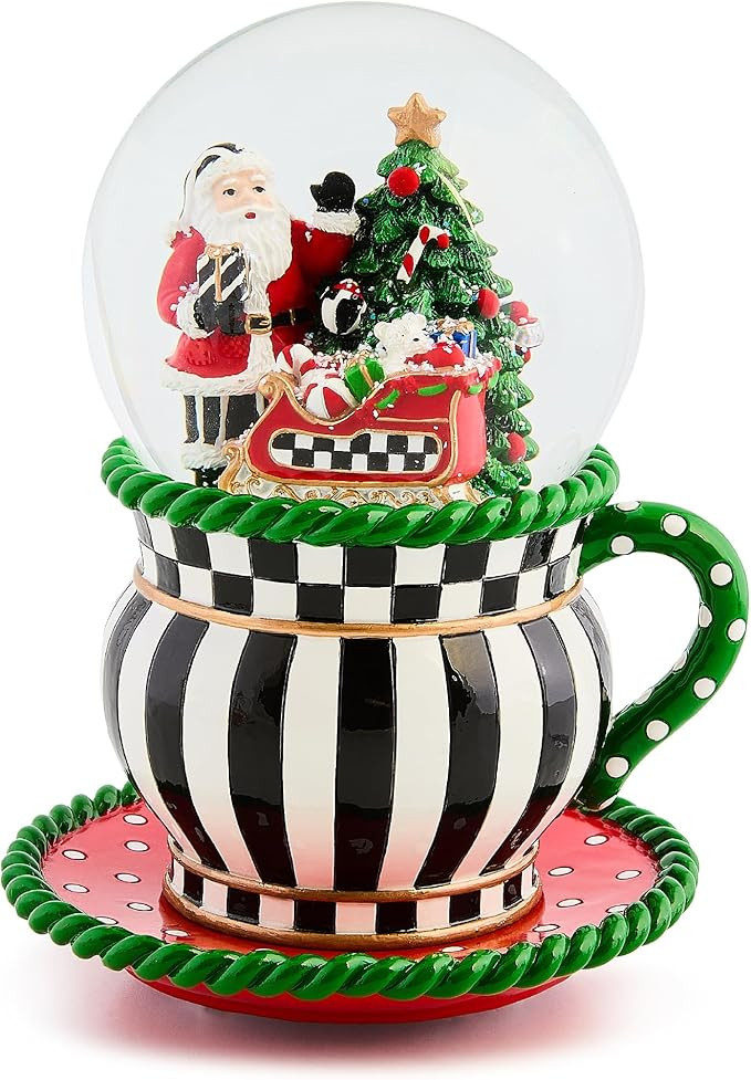 MACKENZIE CHILDS Snow Globe, Christmas Decor for Living Room, Check It Out Teacup | Amazon (US)