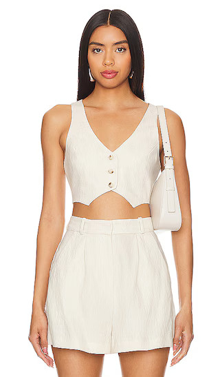 Ethan Cropped Vest in Beige | Revolve Clothing (Global)