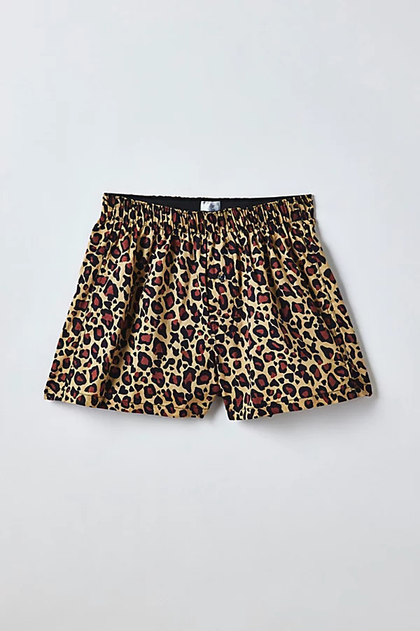 Leopard Pattern Woven Boxer Short in Leopard, Men's at Urban Outfitters | Urban Outfitters (US and RoW)