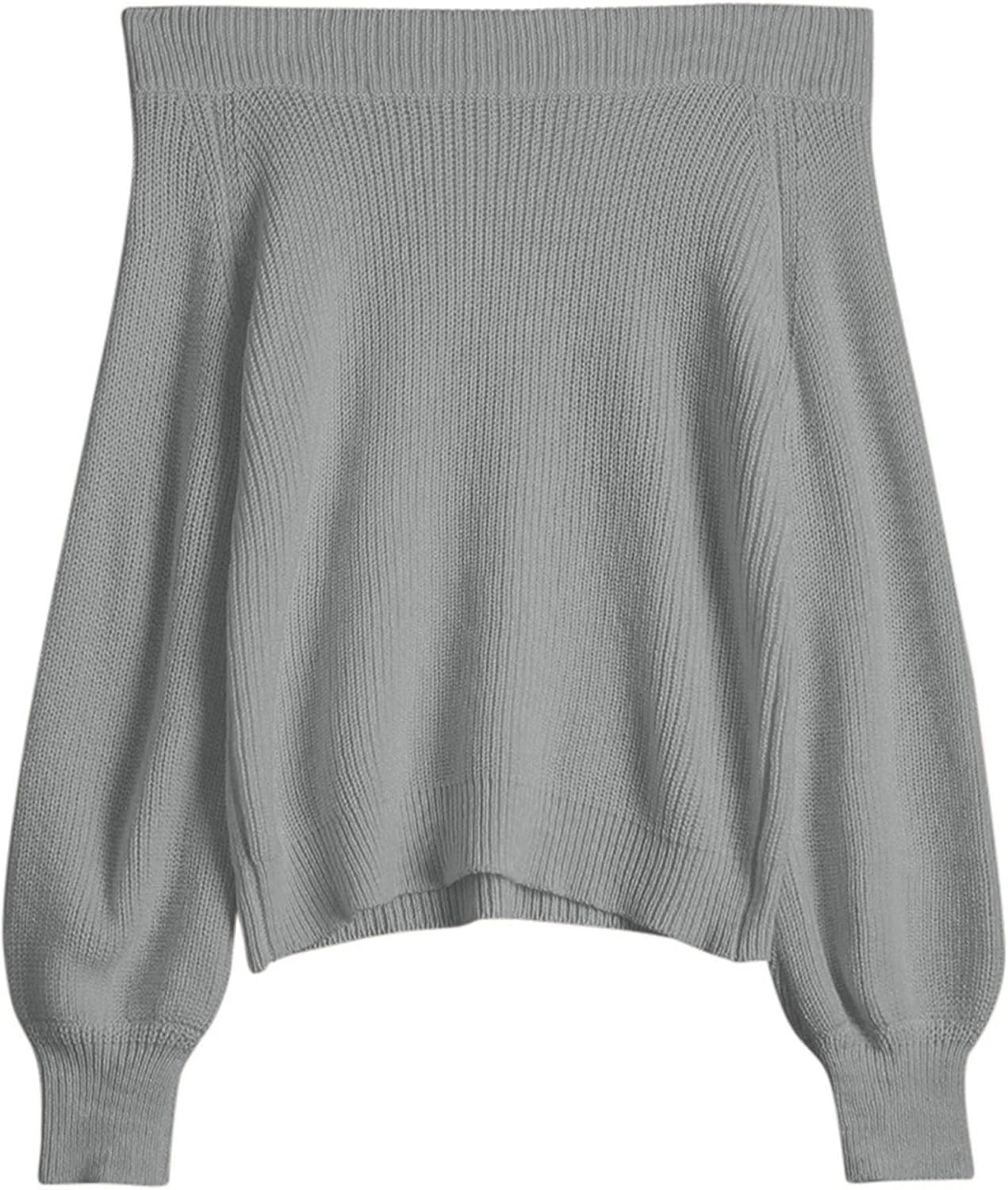 ZAFUL Sweaters for Women Off Shoulder Knit Sweater with Long Sleeve Loose Pullover Jumper Tops | Amazon (US)