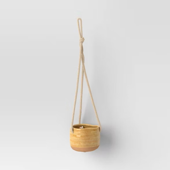4.33" Indoor/Outdoor Earthenware Hanging Planter Gold - Smith & Hawken™ | Target