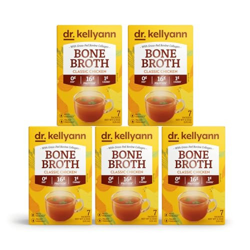 Dr. Kellyann Bone Broth Collagen Powder Packets (35 Servings) – Grass-Fed Hydrolyzed Collagen, Keto & Paleo-Friendly, 5 Pack | Amazon (US)