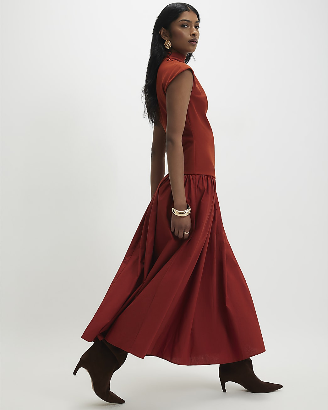 Orange Short Sleeve Hybrid Drape Maxi Dress | River Island UK & IE