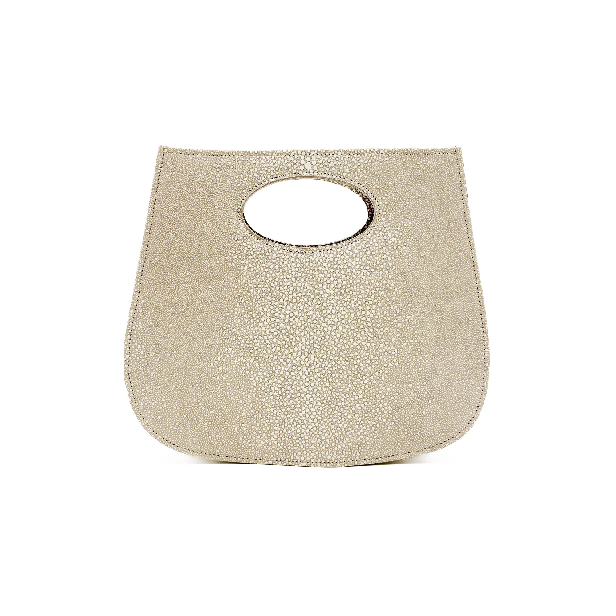 Emi Clutch - Ivory Embossed Stingray | Streets Ahead Inc