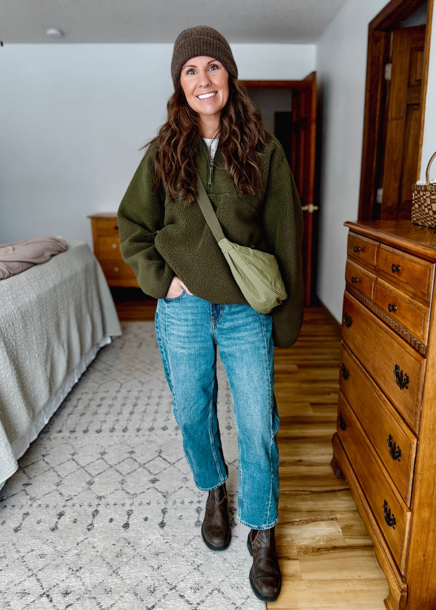 Small in my tee, small in my Sherpa half zip, 0 petite in my barrel jeans and 6 in my blundstone boots! 

#LTKHoliday #LTKPetite #LTKFindsUnder50