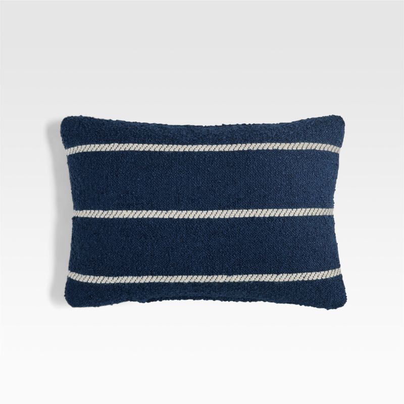 Adia 20"x13" Striped Blue Outdoor Lumbar Pillow + Reviews | Crate & Barrel | Crate & Barrel