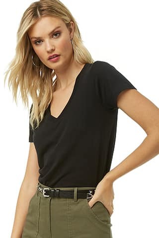 Cotton-Blend V-Neck Tee | Forever 21 (US)