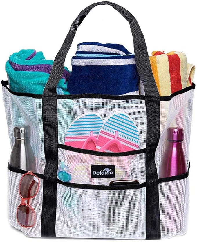 Dejaroo Mesh Beach Bag – Toy Tote Bag – Large Lightweight Market, Grocery & Picnic Tote with ... | Amazon (US)