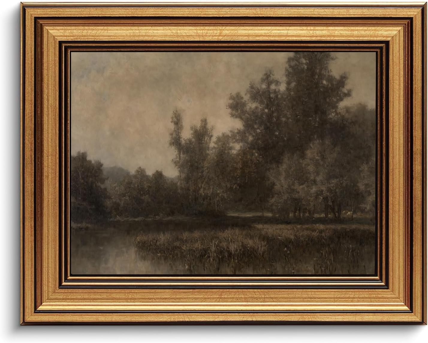 Gold Framed Wall Art Vintage Landscape Canvas Art Farmhouse Fall Picture Moody Wall Decor Antique... | Amazon (US)