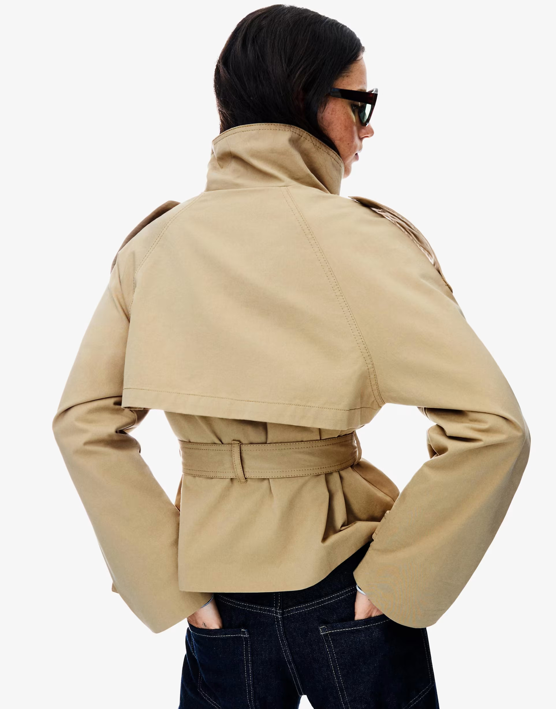 Bershka Short trench jacket in beige | ASOS (Global)