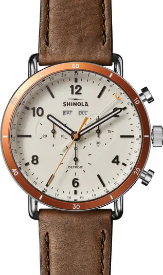 Shinola Canfield Sport Leather Strap Watch, 45mm | Nordstrom | Nordstrom
