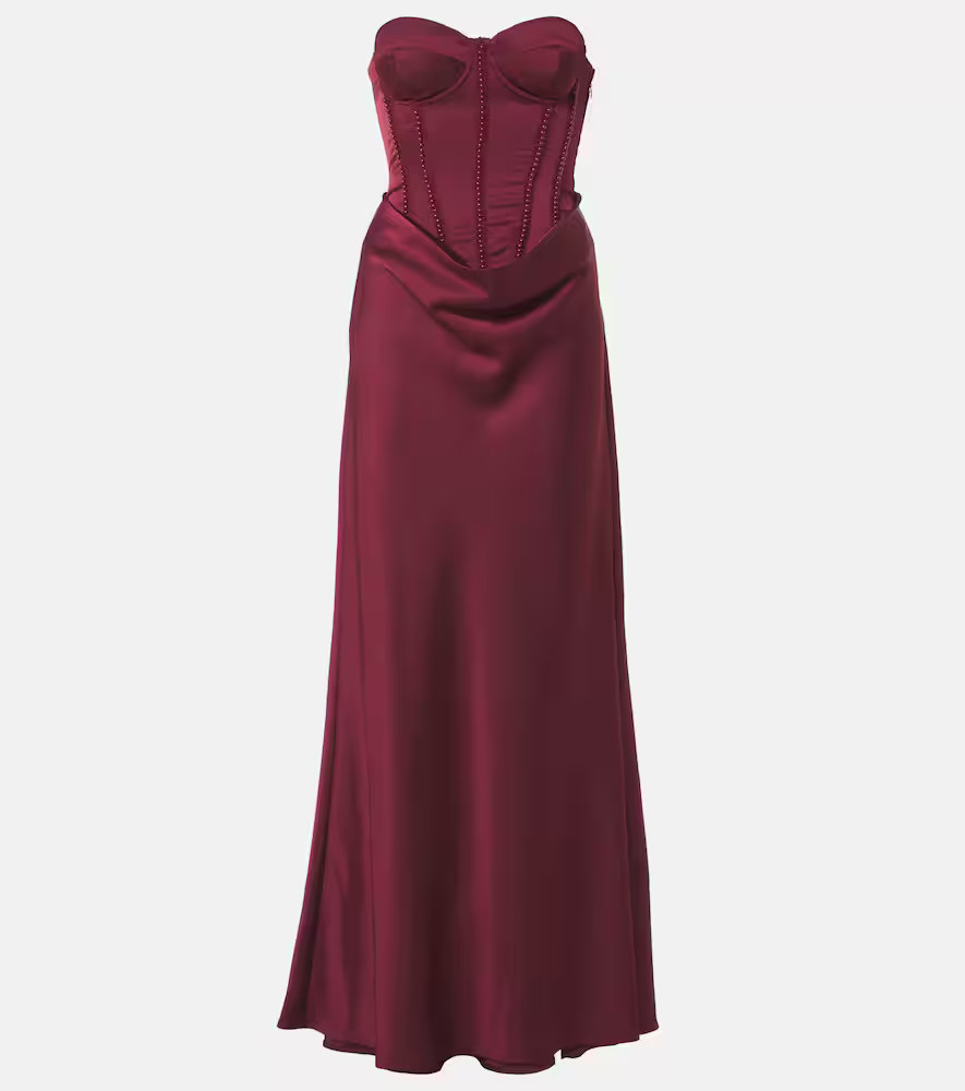 Rotate Embellished draped satin corset gown | Mytheresa (UK)