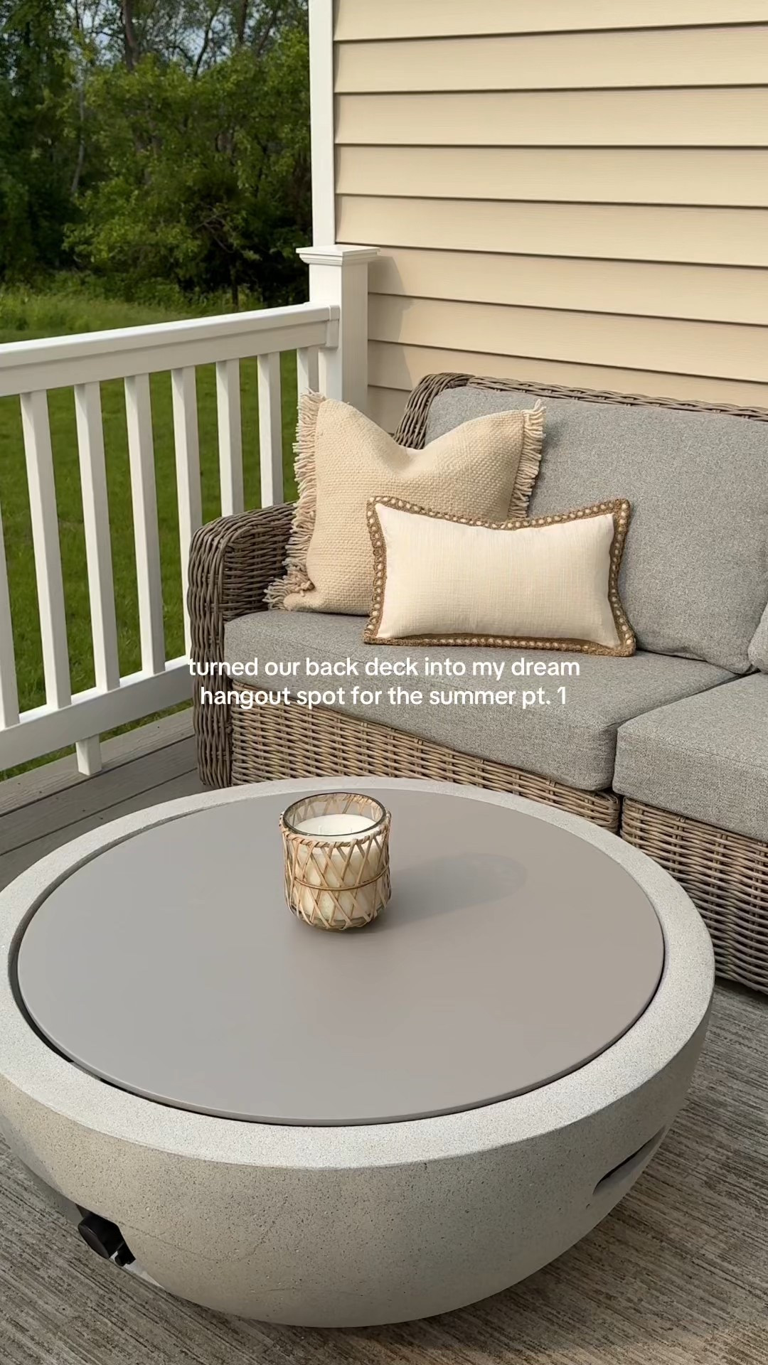 6/3/25 outdoor deck coming together beautifully 🫶🏼 neutral outdoor furniture, cozy summer deck, back deck makeover, walmart outdoor furniture, better homes & gardens finds, cozy neutral patio style, soft outdoor furniture, affordable deck makeover, summer home styling

