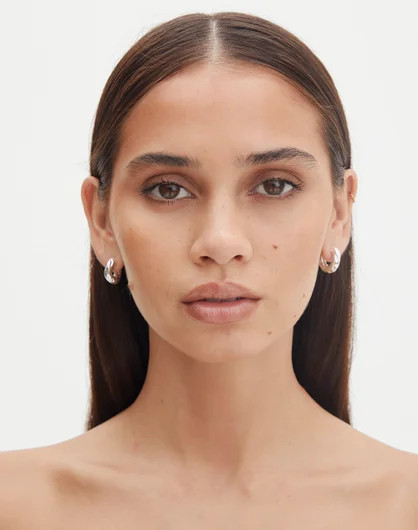 Plated Textured Hoop Earrings in Silver | Glassons | Glassons (NZ)