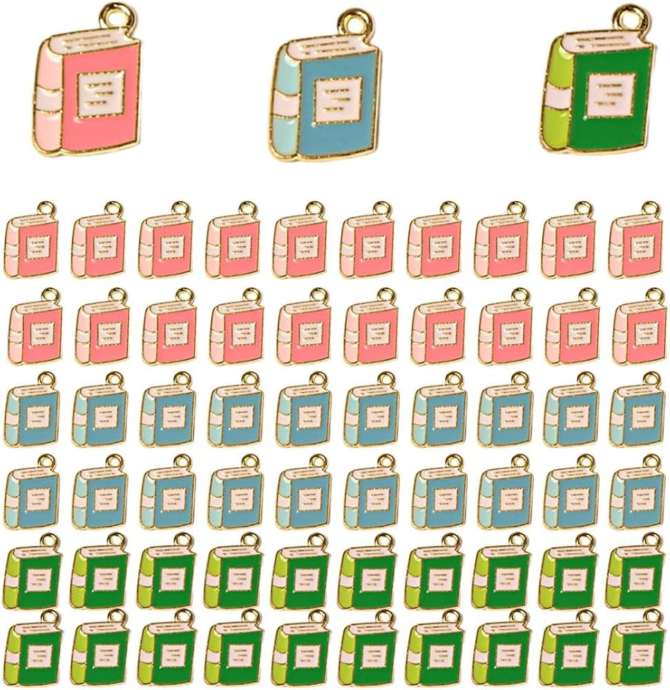 60 Pcs Cartoon Book Charms Pendant - Alloy DIY Jewelry Making Accessories | Amazon (US)