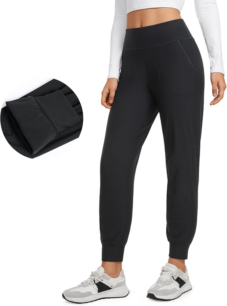 CRZ YOGA Womens Fleece Lined Workout Joggers with Pockets 27.5" - Hiking Running Outdoor Pants Wa... | Amazon (US)
