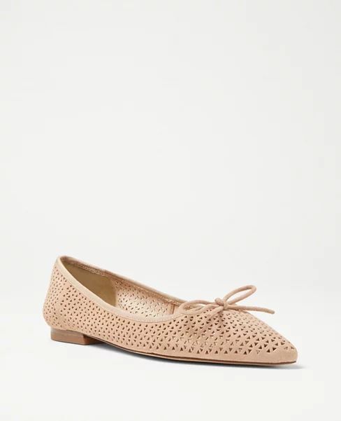 Perforated Suede Bow Flats | Ann Taylor (US)