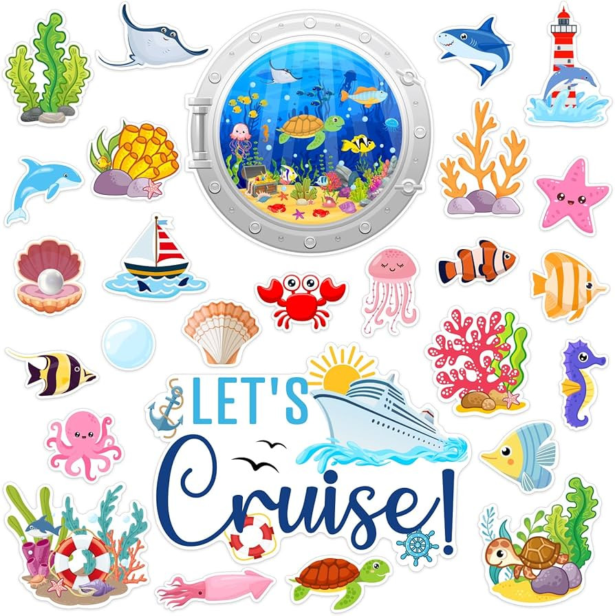 27PCS Cruise Door Decorations Magnetic, Ocean Sea Animal Cruise Magnets for Door Decoration Summe... | Amazon (US)