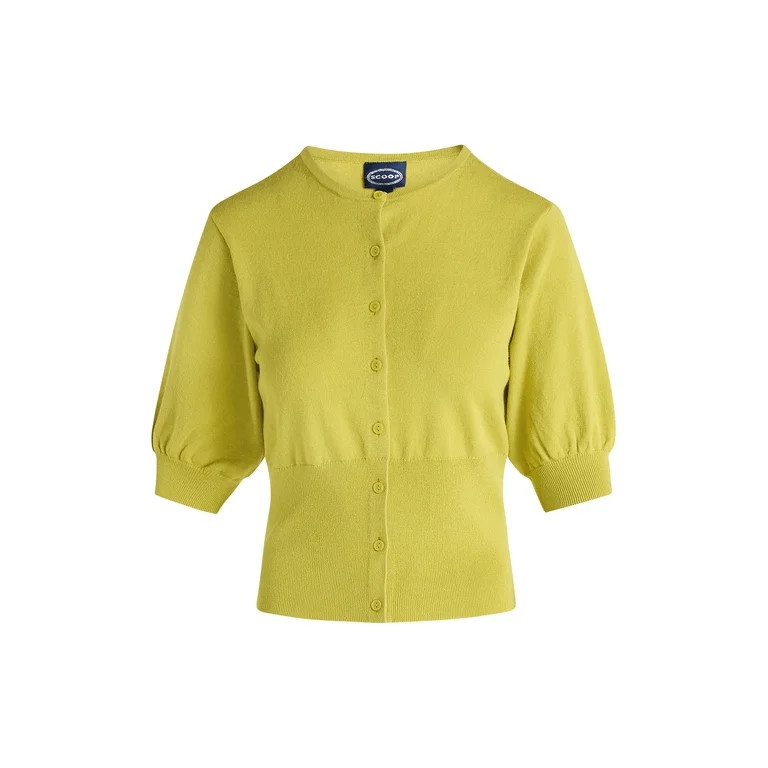 Scoop Women's Rib Cardigan Sweater with Short Sleeves, Lightweight, Sizes XS-XXL | Walmart (US)