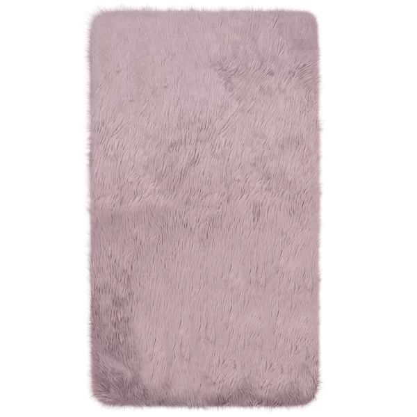 Ophir Faux-Fur Pink Area Rug | Wayfair North America