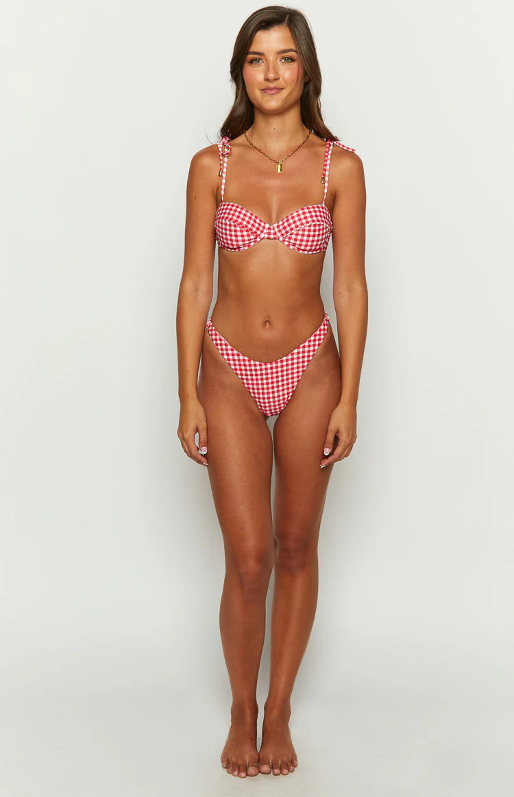 9.0 Swim Bianca Red Gingham Bikini Top | Beginning Boutique (US)