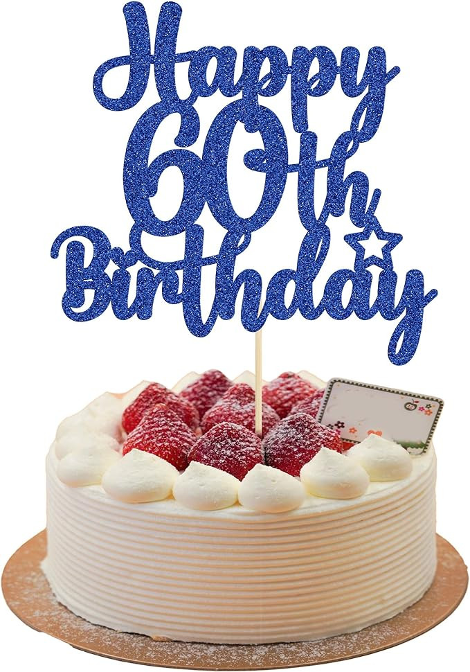 Gyufise 1Pc Happy 60th Birthday Cake Topper Glitter 60 & Cheers to 60 Years Old 60th Birthday Cak... | Amazon (US)