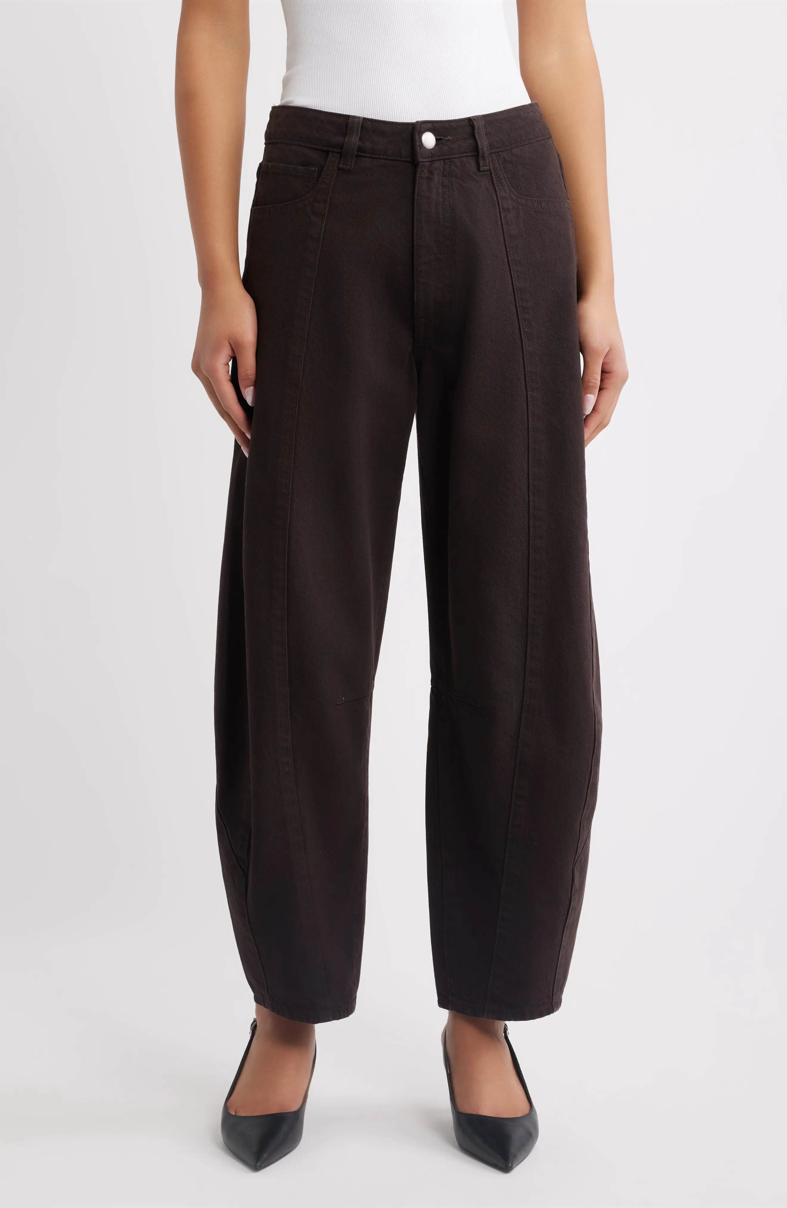 DL1961 Miro High Waist Barrel Jeans in Tobacco at Nordstrom, Size 27 | Nordstrom