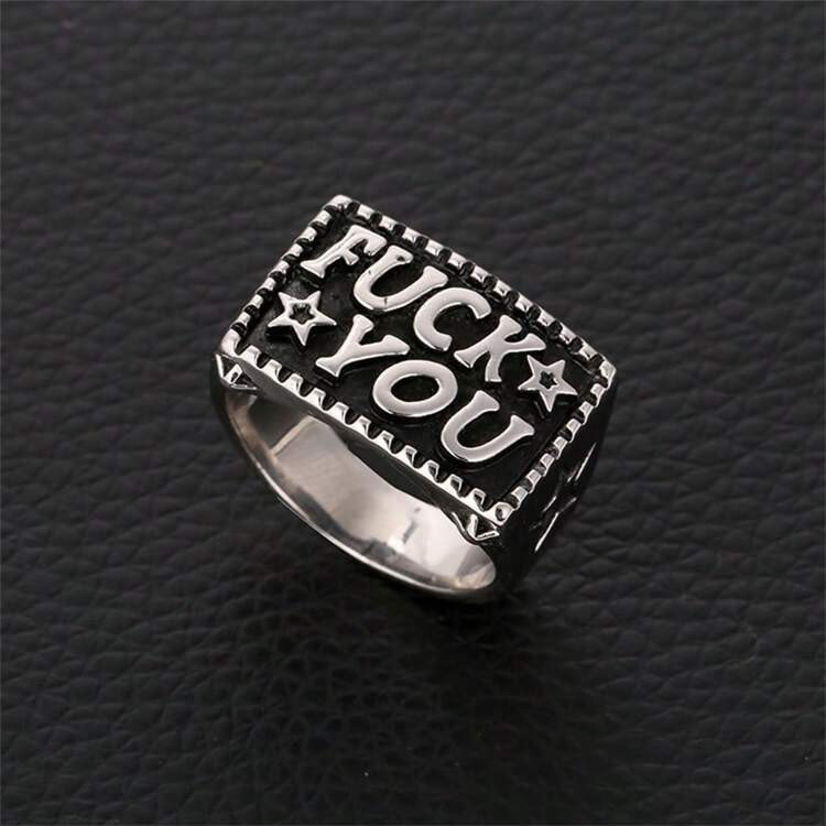 1pc Punk Style Silver Metallic Wire Letter Ring | SHEIN