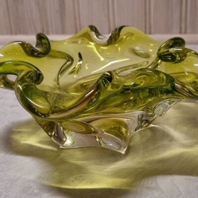 Vintage Murano Glass Bowl - Lime Green -14cm Diameter - Excellent Condition | eBay UK