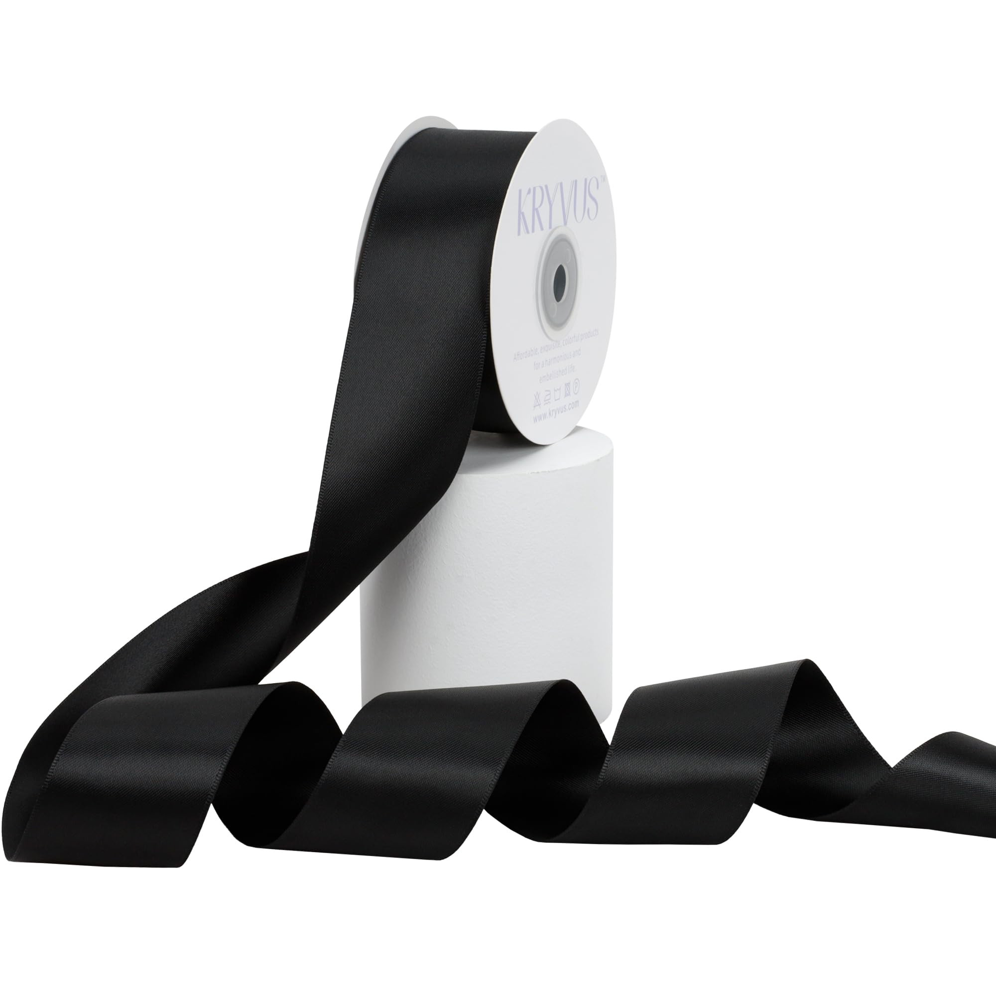 Black Satin Ribbon, Double Faced 1-1/2 Inch X 25 Yards Black Ribbon, Premium Satin Ribbon for Gif... | Amazon (US)