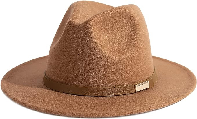Gossifan Fedora Hats for Men Wide Brim Panama Hat with Classic Belt | Amazon (US)