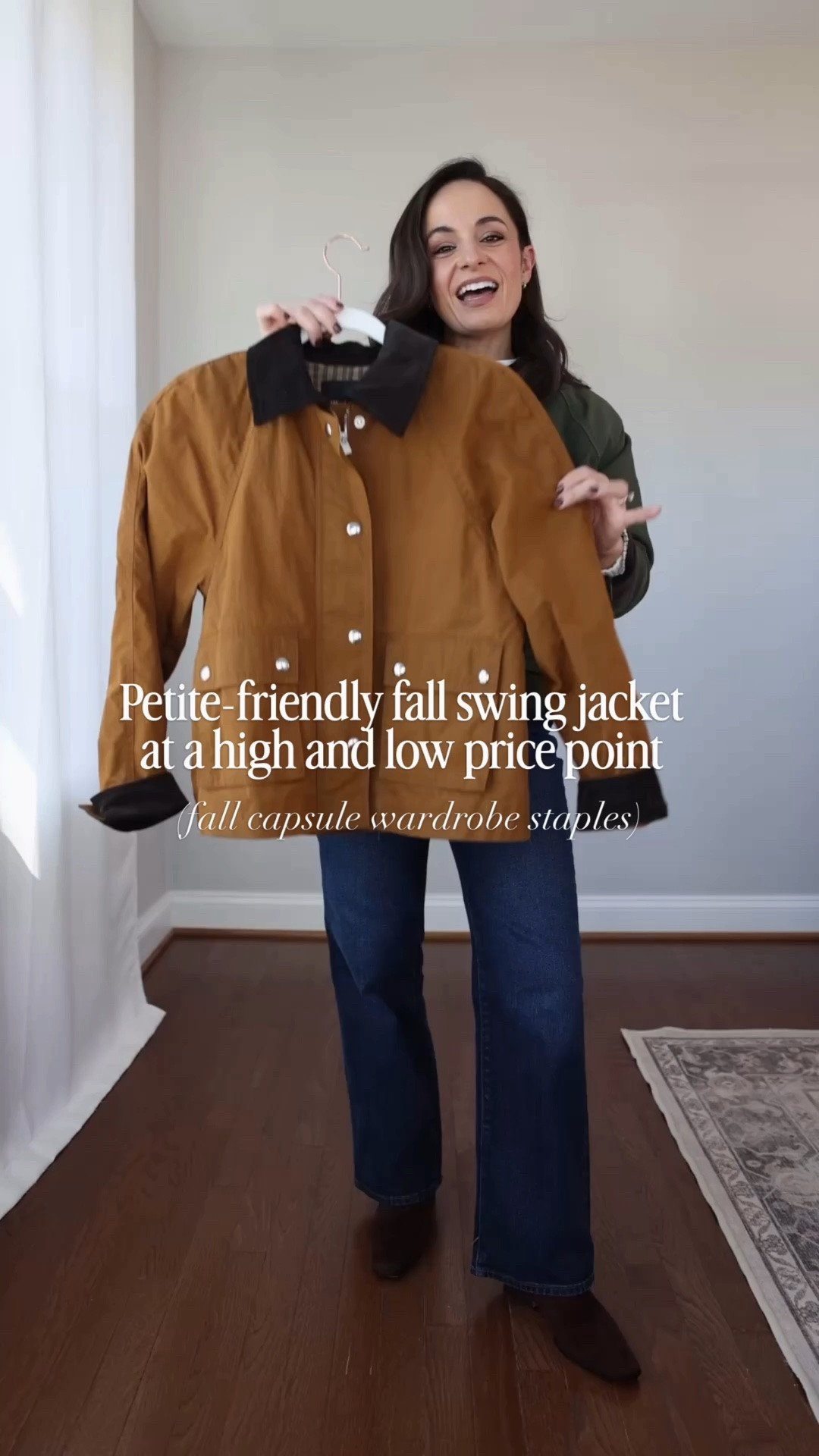 I found a great budget friendly alternative for the swing field jacket I included in my fall capsule. So surprised by not only the fit but the quality too! 

Jacket (Kohl’s): petite xs 
Jacket (Madewell): xxs 
Jeans (Madewell): petite 24 / 10 3/8” rise / 28” inseam (shown washed and dried) 
Sweater (Madewell): xxs 
Boots ( Dolce Vita): true to size