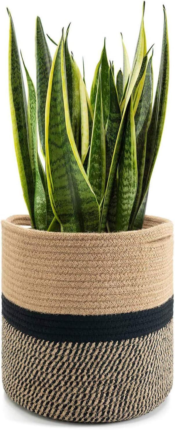 Goodpick Sturdy Jute Rope Plant Basket Modern Woven Basket for 25CM Flower Pot Floor Indoor Plant... | Amazon (UK)