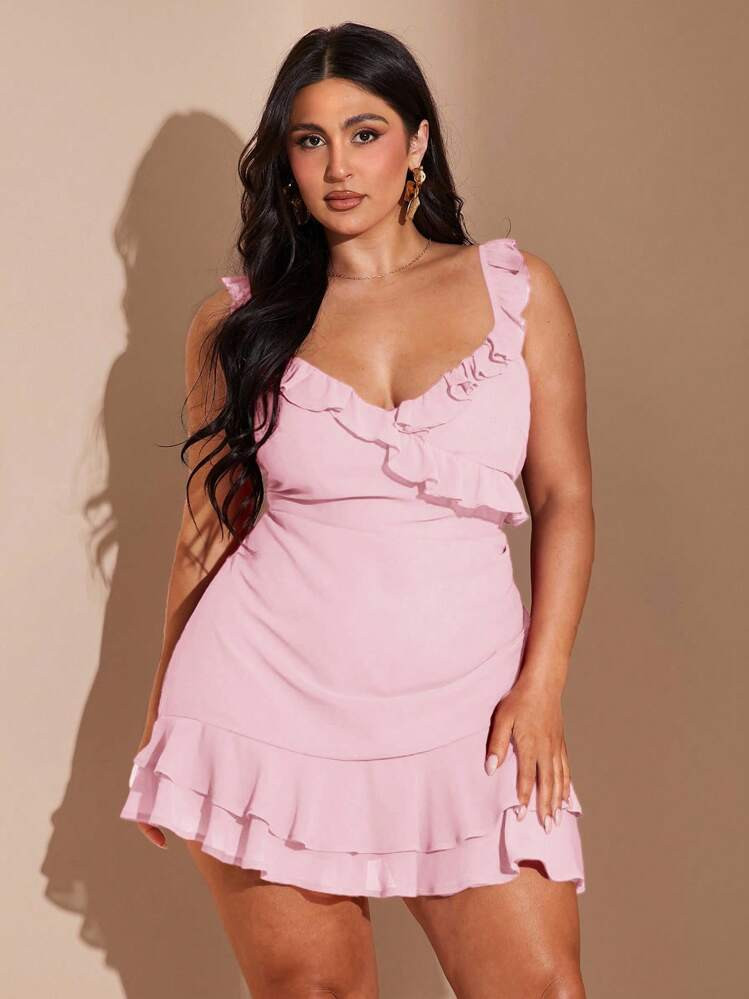 SHEIN BAE Plus Size Women Spring/Summer Romantic Sexy V-Neck Sweet Cute Elegant Versatile Date Ni... | SHEIN