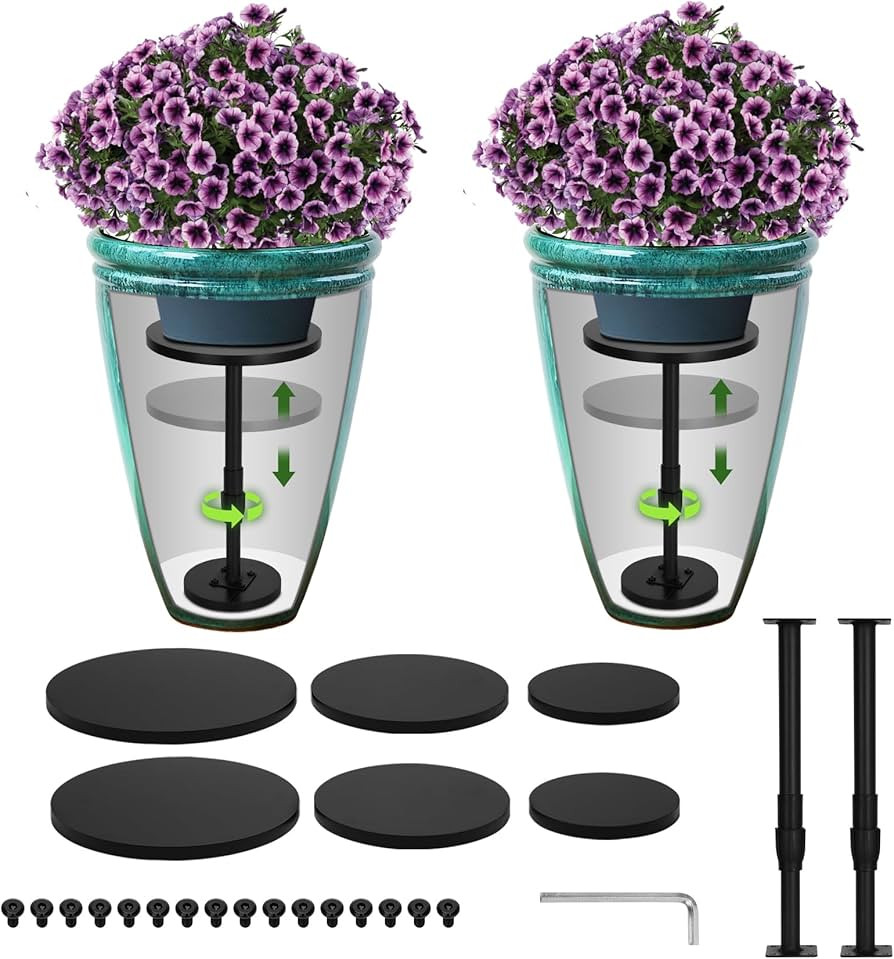 Amazon.com : Topfurn Adjustable Height Plant Risers for Pots Indoor & Outdoor 2 PCS , 12-21" Height, 6/8/10" Base - Iron Rise Plant Fillers Risers for Tall, Square, Round, Tapered Planters : Patio, Lawn & Garden | Amazon (US)