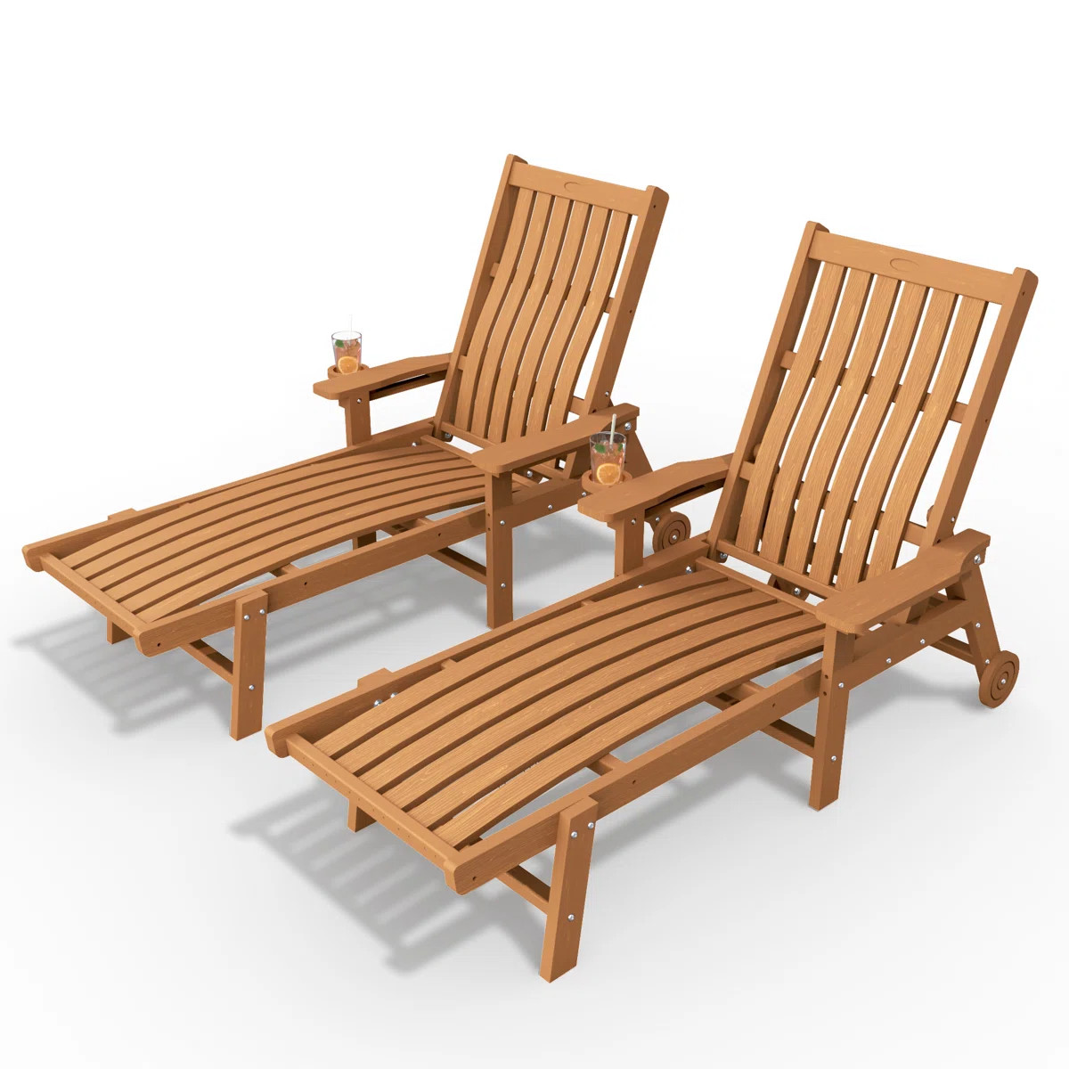 Dareona Pakkdiarie Outdoor HDPE Adjustable Reclining Chaise Lounge Chair With Wheels & Cup Holder... | Wayfair North America