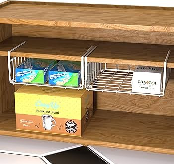 2 Pack - Simple Houseware Under Shelf Basket, White | Amazon (US)