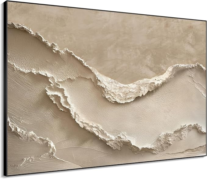 60"x72" XL Framed Wall Art - Decor Neutral Beige Layered Landscape (Frame Assembly Required) | Amazon (US)