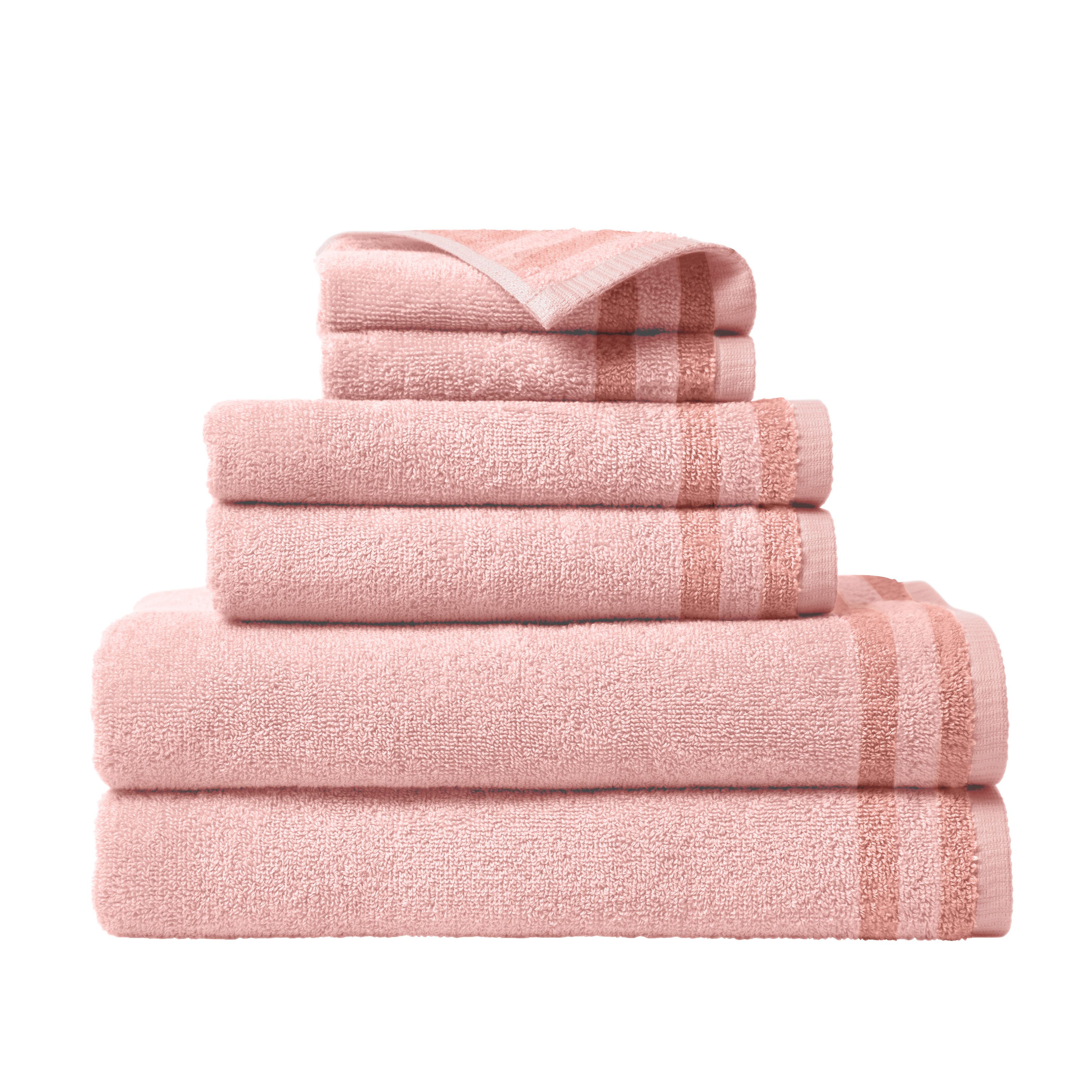 Gap Home Color Block Organic Cotton 6 Pack Towel Set Blush/Pink - Walmart.com | Walmart (US)