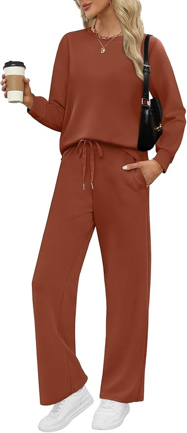 WIHOLL Lounge Sets for Women 2 Piece Travel Vacation Outfits Fall Sweatsuit Tracksuit | Amazon (US)