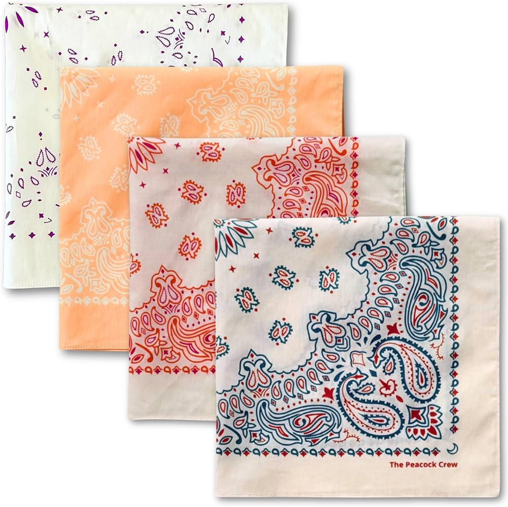 The Peacock Crew Premium Soft Cotton Bandanas Pack for Men and Women Paisley 22 x 22 inches | Amazon (US)