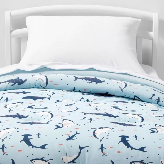 Toddler Shark Cotton Comforter Set Blue - Pillowfort™ | Target