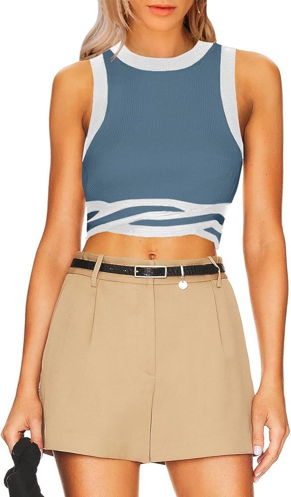 Amazon.com: MIHOLL Womens Racerback Tank Tops Slim Fit 2024 Summer Casual Sleeveless Cami Shirts ... | Amazon (US)