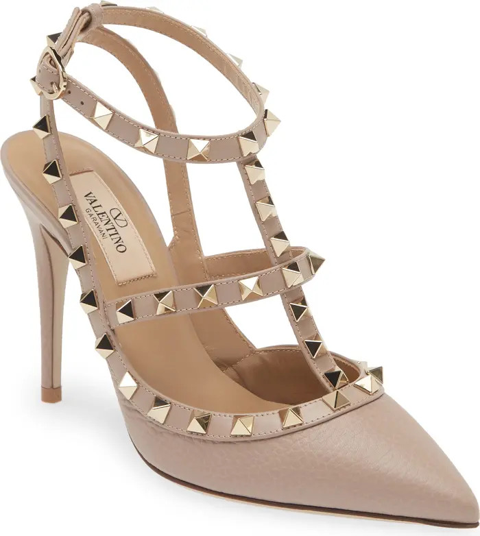 Rockstud T-Strap Pointed Toe Pump (Women) | Nordstrom